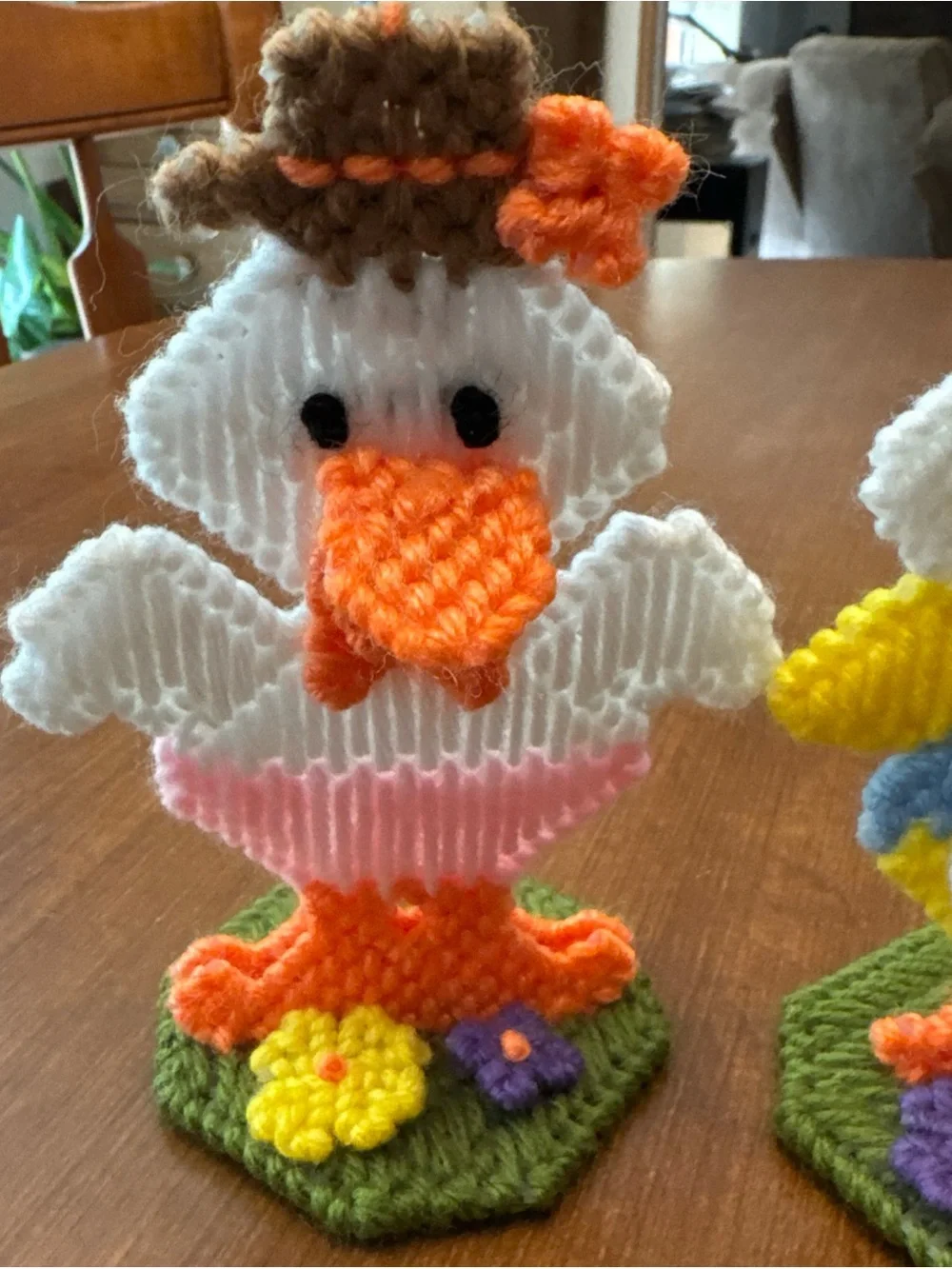 Handcrafted White and Yellow Spring Duck Duo Holiday Decor